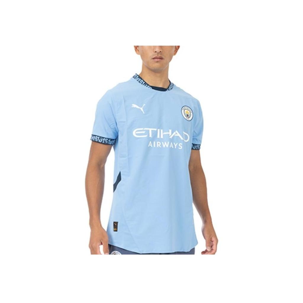 Puma Manchester City FC SS24 Повседневный спортивный пуловер с круглым вырезом Комфортная футболка с короткими рукавами Мужские топы Синий 775050-01
