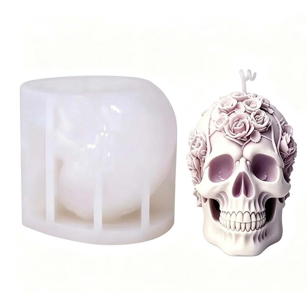 Day of the Dead Skull and Roses Silicone Mould