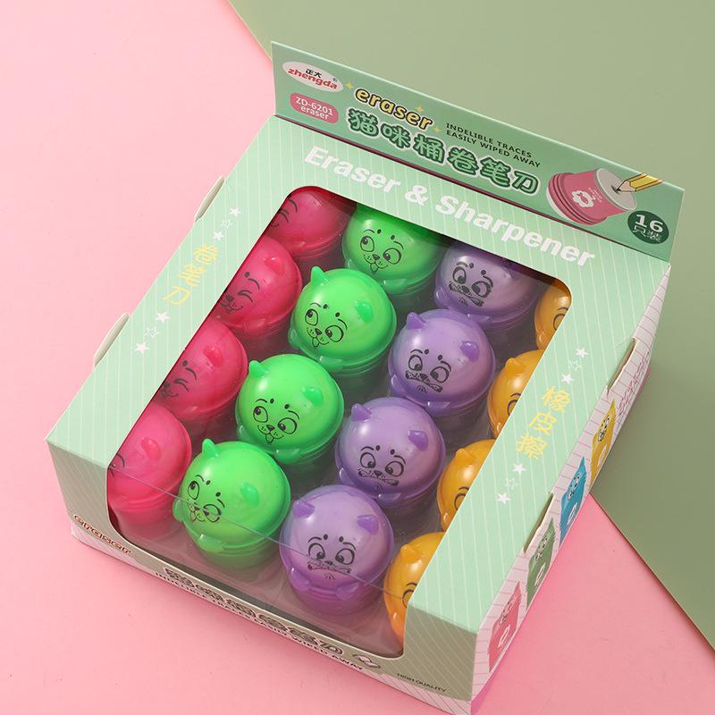 Два в одном: точилка для карандашей и ластик: Креативная, красочная, симпатичная форма с двойной головкой для чистого стирания и меньшего количества крошек. Идеально подходит для студентов!