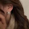 Hollow Diamond Studded Teddy Bear Earrings Versatile and Versatile Bow Shaped Earrings 2024 New Trend 925 Silver Needle Earrings