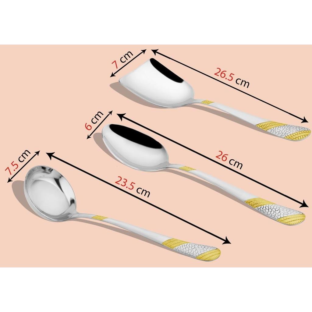 Набор из 5 штук золотых сервировочных ложек из нержавеющей стали для обеденного стола/кухни, тяжелая толщина 1,8 мм