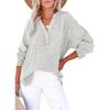 Fashion Spring and Autumn Pleated Button-up Long-sleeved Solid-color Top Women's Shirt, Loose Cotton Jumper