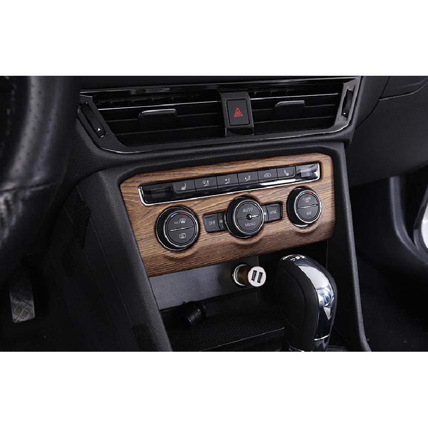 For Volkswagen Tiguan 2017-2021 Wood Grain Central Console AC Switch Panel Trim