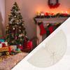 Knitted Christmas Tree Skirt Crochet Xmas Mat Home Decor Farmhouse Party Supplies White Ideal