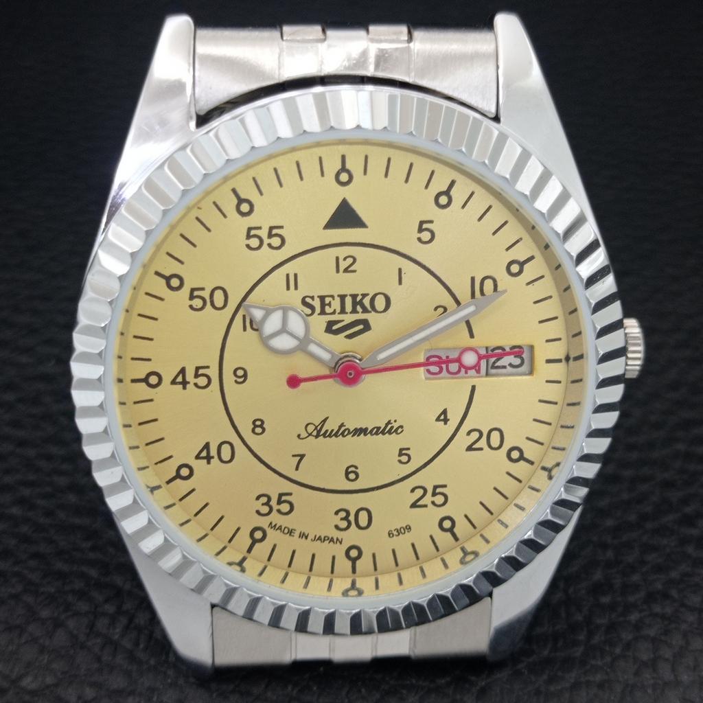 АВТОМАТИЧЕСКИЕ ВИНТАЖНЫЕ ВОССТАНОВЛЕННЫЕ МУЖСКИЕ ЧАСЫ SEIKO 5 ЯПОНИЯ ЗОЛОТОЙ ЦИФЕРБЛАТ a444731-1