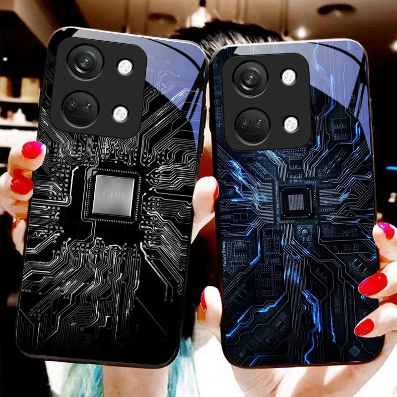 Компьютерный элемент для OnePlus Nord 3 5 6T 7 Pro 8 12 10T Reno8 Lite 5G 10R Nord N30 Чехол для телефона из закаленного стекла с твердой оболочкой Черный