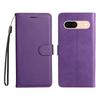 For Google Pixel 8a Leather Wallet Case with Strap Solid Color Phone Stand Cover