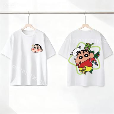 Summer Kids Clothes Anime Colour Tops Crayons Shin-chan Children Front Back Print T Shirt Kawaii Boy Girl Short Sleeve Tee Shirt