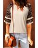 Leopard Patchwork Ruffled Sleeve Top