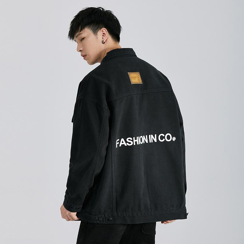 Модная куртка Американская трендовая печать Свободная маркировка Повседневная модная брендовая универсальная рубашка с длинными рукавами Куртка мужская одежда