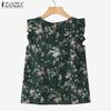 ZANZEA Женские повседневные майки без рукавов с круглым вырезом и цветочным принтом