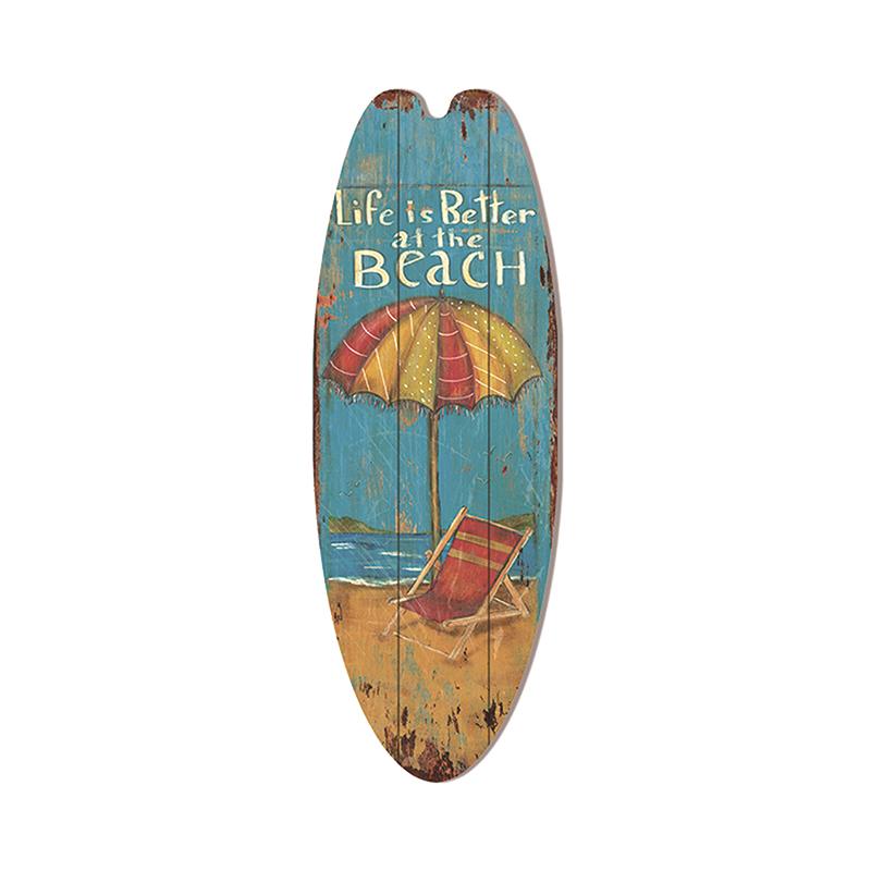 Beach Tiki Bar Surfboard Wooden Sign Plaque Decor For Bathroom Home Wall Plate Poster Vintage Print Wooden Painting Signs