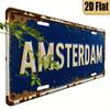 D Flat Printing Винтажный Потертый AMSTERDAM с Рустикальным Синим Фонов Иллюстрация Алюминиевая Жестяная Картина Номерной Знак St