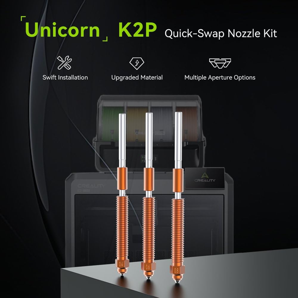 Creality K2 Plus Nozzle Kit,K2P Unicorn Quick-Swap High Flow Nozzles,Quick-Swap Nozzle For Creality K2/K2 Plus 3D Printer Nozzle