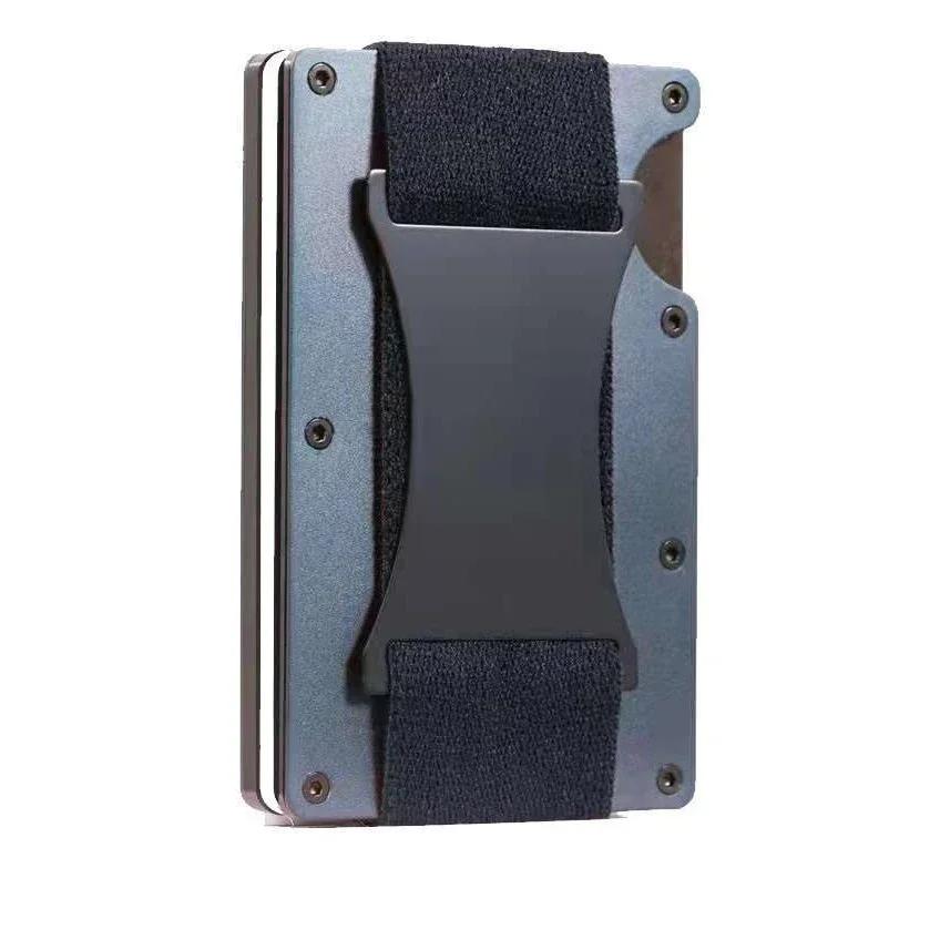 Carbon Fiber Metal Business Card Holders Wallet Men RFID Blocking Slim Minimalist Wallets Male Credit Card Holder Name Card Case