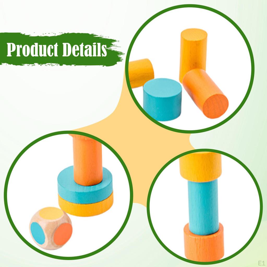 Wood Blocks Building Stacking Learning Counting Creative Playing Math Sorting Toys Small