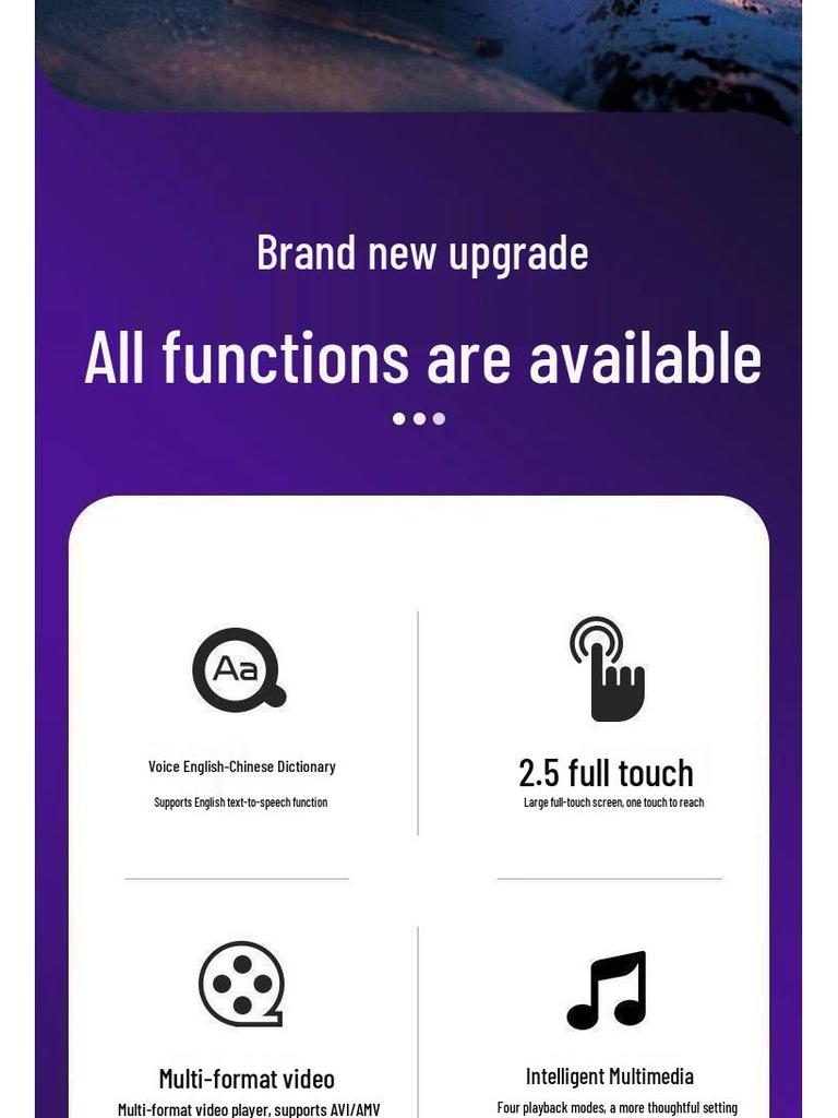 Portable Touchscreen Music & E-Book Player with Bluetooth Connectivity