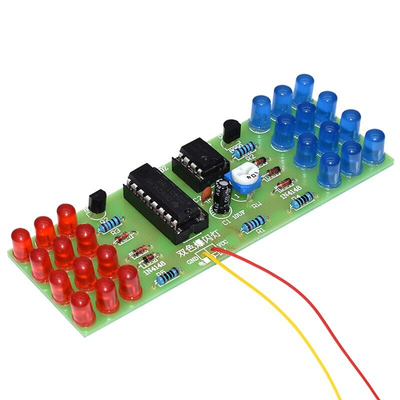 NE555 CD4017 IC светодиодные электронные фонари комплекты красный синий двухцветный DIY комплект стробоскоп электронный костюм мигающие огни компоненты DIY