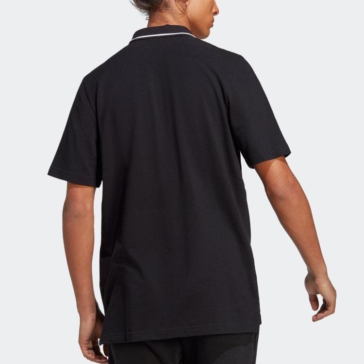 Adidas Пуловер с логотипом и буквенным принтом, рубашка поло с короткими рукавами, мужские топы, черный IC9314