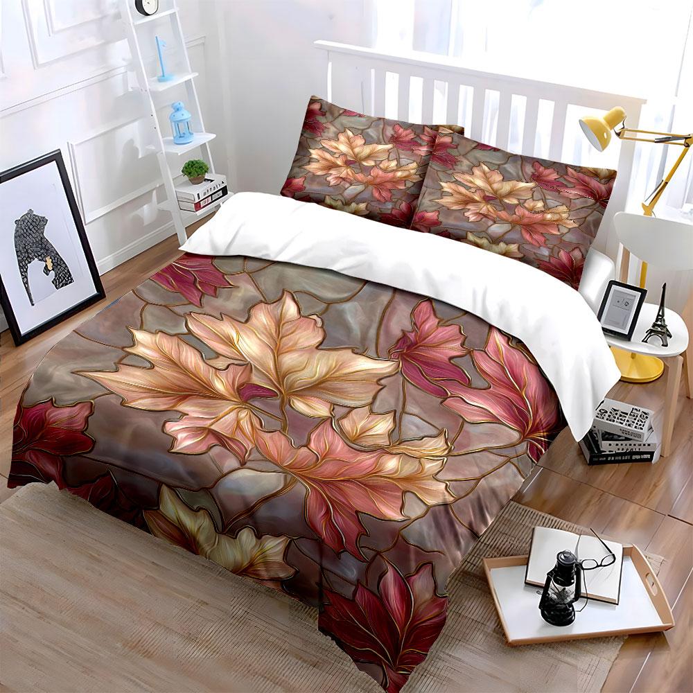 Autumn leaves with veins. Bedding sets Duvet cover sets Duvet covers Pillowcases(1* Duvet Cover 2* Pillowcases without duvet insert)