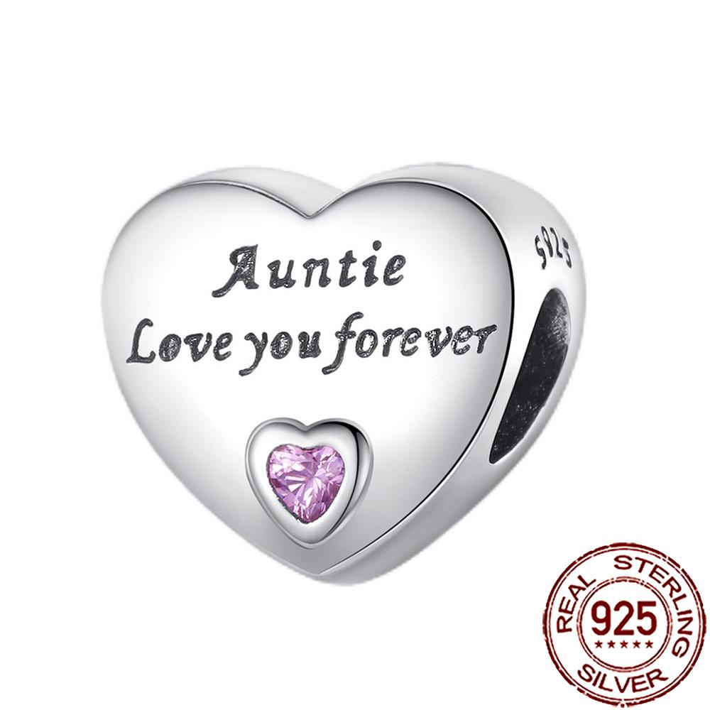 New Charms 925 Silver Sister Daughter Mum Mother Family Love Heart Beads Fit Origina Bracelet Necklace DIY Jewelry