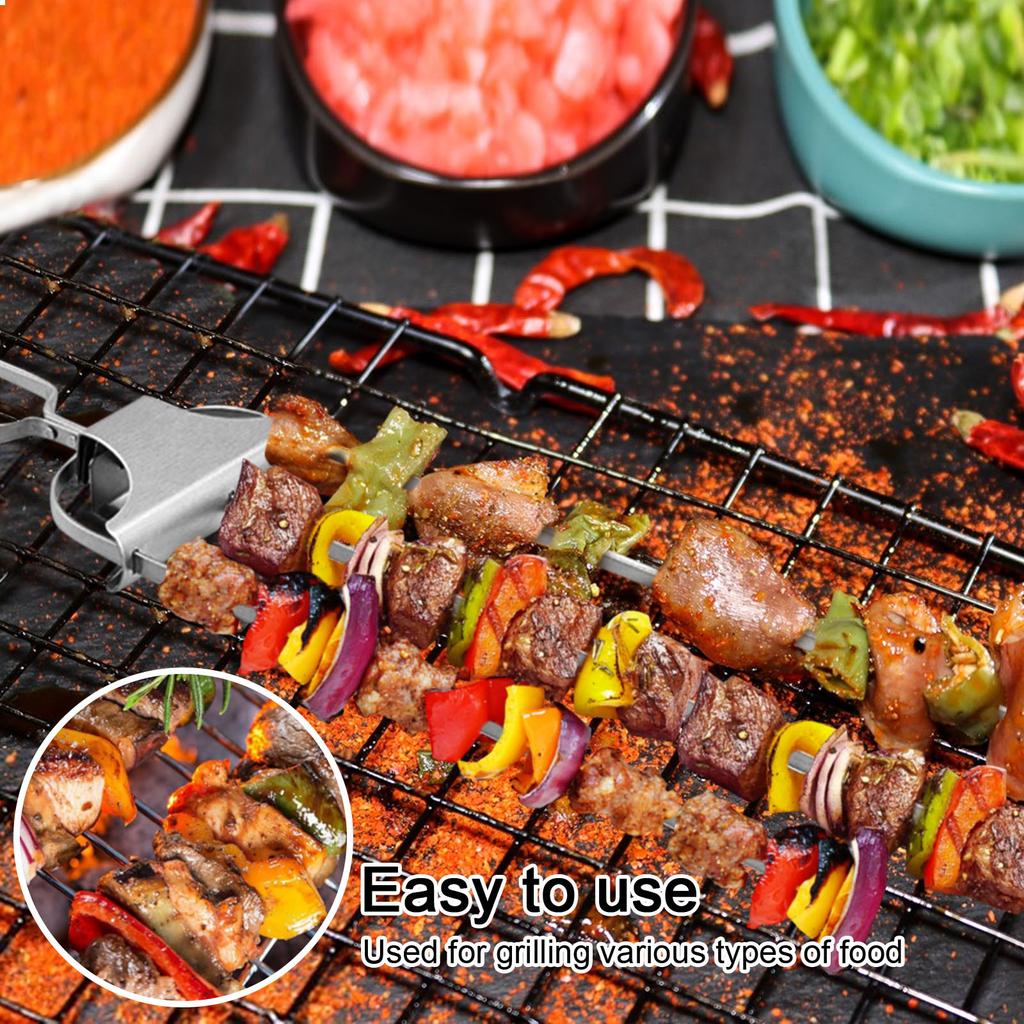 4 шампура, 14-дюймовая нержавеющая сталь, 3 остроконечные металлические шампуры с толкателями, овощи, зефир