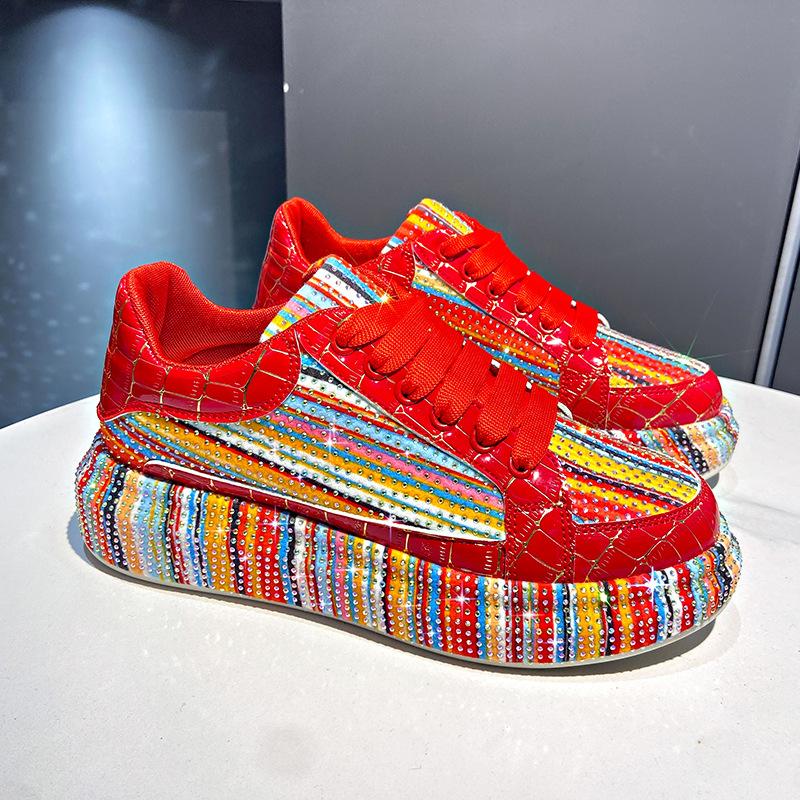 Красочные туфли для спорта со стразами «Звездное небо» для женщин, на толстой подошве, сетчатые, удобные, дышащие