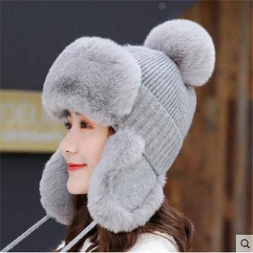 Шапка Женская зимняя вязаная шапка, защищающая от холода Зимняя велосипедная защитная шапка для ушей Утолщенная конструкция Ветрозащитная, теплая и удобная