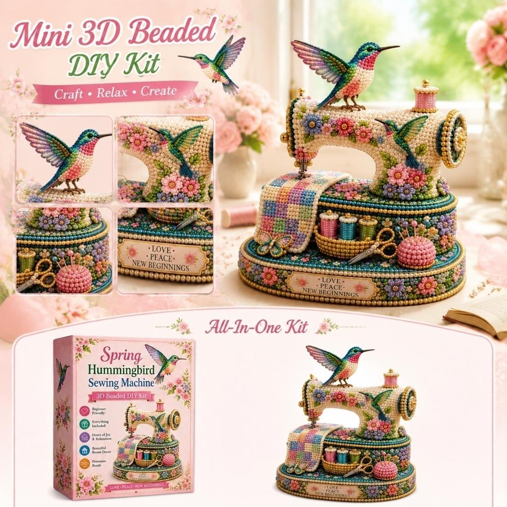 Швейная машина "Колибри" Весенняя DIY Набор с бусинами для начинающих Полный набор для творчества с швейными принадлежностями и декоративными элементами для украшения комнаты
