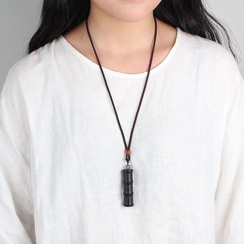 Оригинальное эбеновое письмо трубка Gawu коробка кулон ожерелье мужское и женское длинное ретро простое свитерная цепочка аксессуары