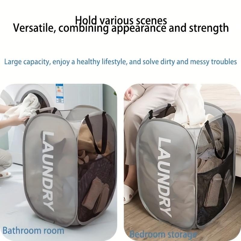 Складная корзина для белья с ручкой - Складная корзина для белья из сетчатой ткани, экономящая место, подходит для ванных комнат, Корзины для белья