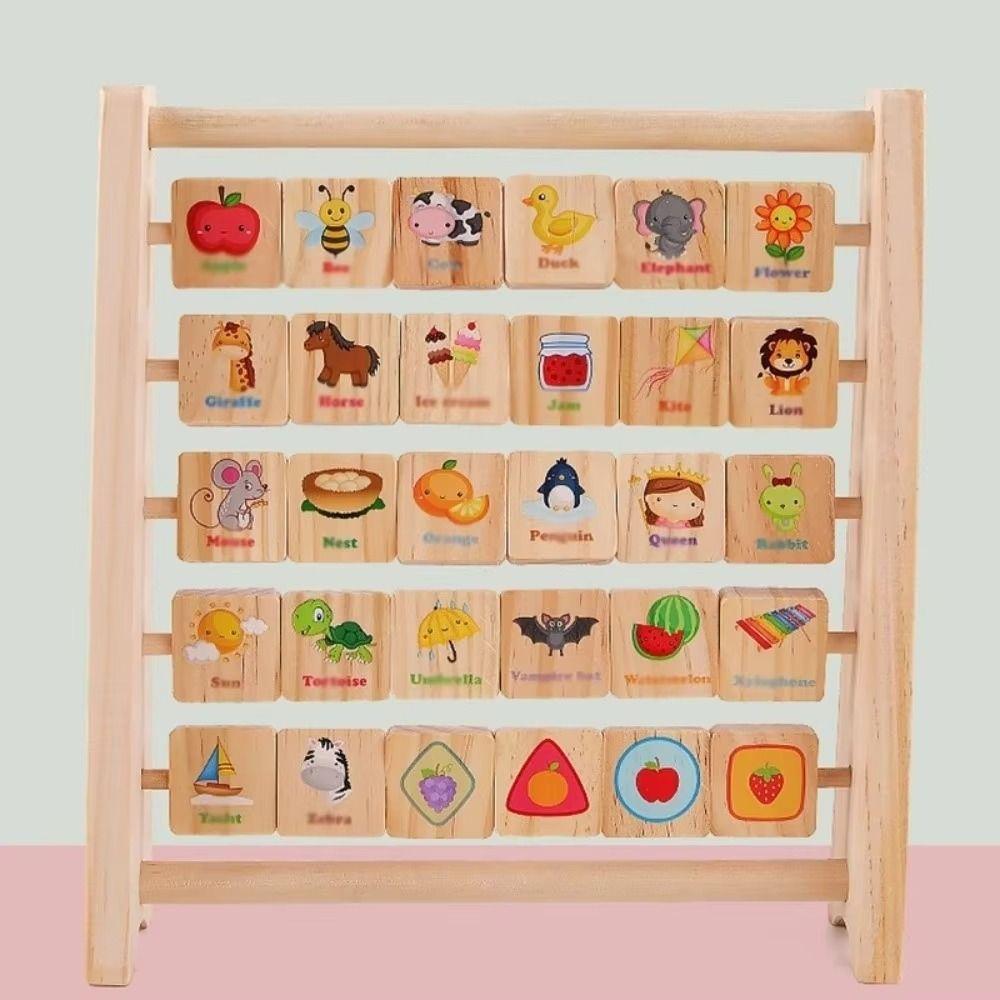 Cartoon Pattern Wooden Letter Board English Alphabet Early Education Board Baby Gift