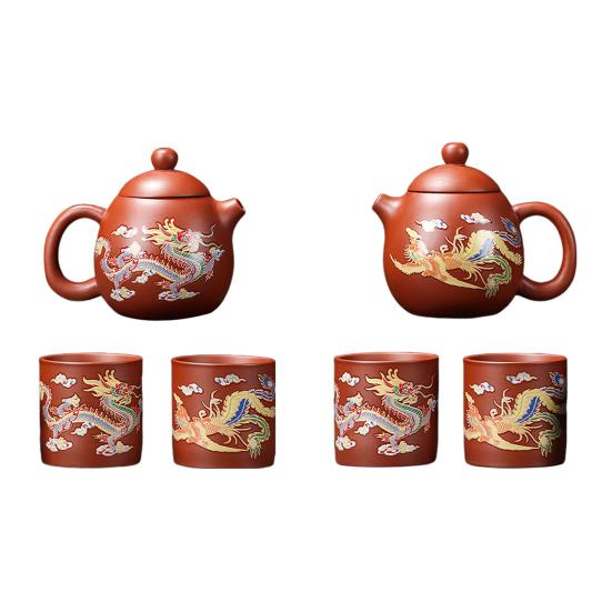 Hand-made Zisha Tea Set Dragon And Phoenix Color-changing Purple Clay Teapot Kung Fu Tea Pot Craftsmanship Magic Teapot Tea Lover Gift