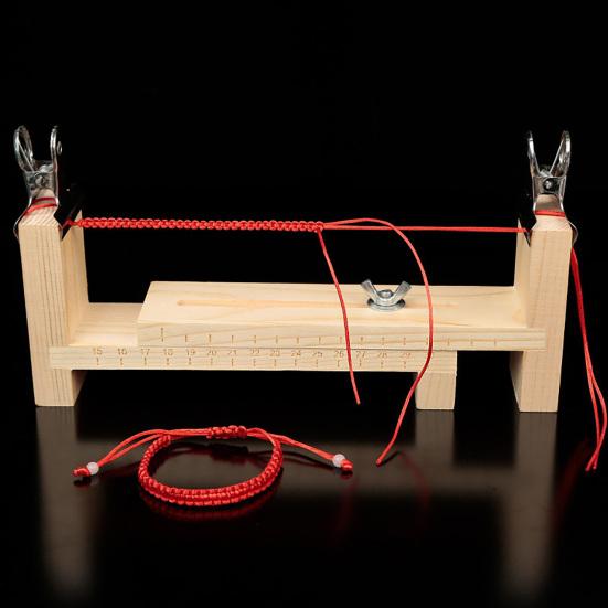 Деревянный браслет-приспособление со шкалой, регулируемая длина, набор для изготовления браслетов своими руками, инструмент для ручного вязания, приспособление для плетения браслетов с 2 зажимами для ремней и шнурков