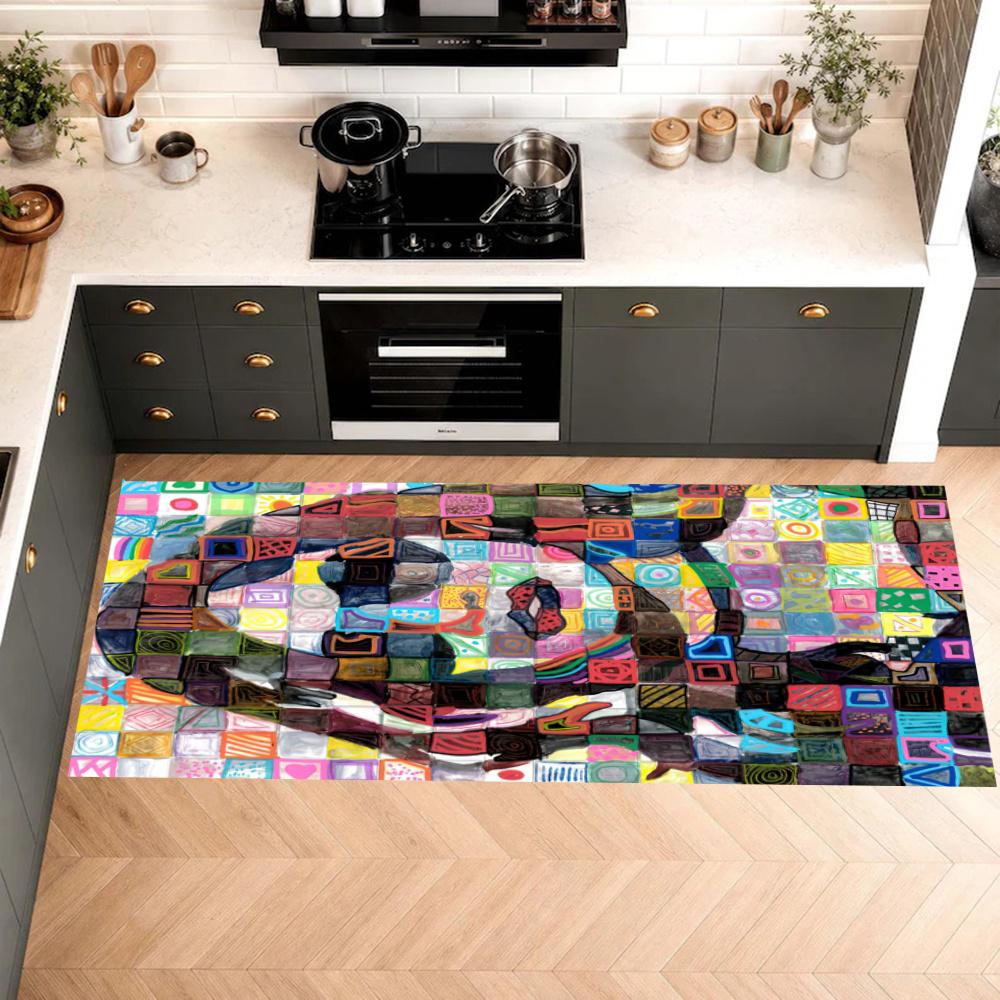 Abstract Art Collage Kitchen Floor Mat Nonslip Washable Soft Carpet Doormat Suitable For Bedroom Living Room Kitchen And Bathroom Home Decor