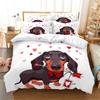 Red Love Cartoon Dog Пододеяльник Таксы Животные Тема для любителей собак Подарки Украшения для спальни для детей Подростков Женщин Мужчин