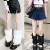 Lolita Knee High Faux Fur Furry Soft Leg Warmers Ankle Warmer Boot Socks Foot Covers