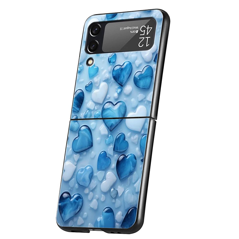 Чехол-сердечко для телефона Samsung Galaxy Z Flip 3 4 5 6 7 Жесткий Черный Складной ПК Для Samsung Z Flip3 Flip4 Flip5 Чехол