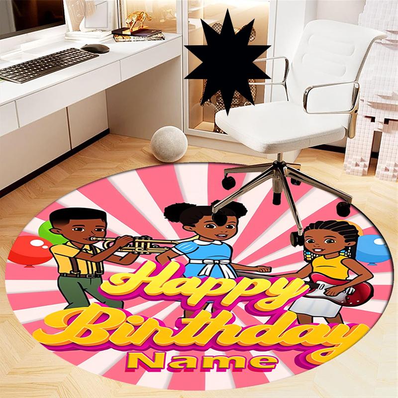 Custom Name Gracie's Corner Printed Round Rug Carpet Chair Rug Area Rug Entryway Doormats,for Office Chair Living Room Bedroom Kitchen Room.
