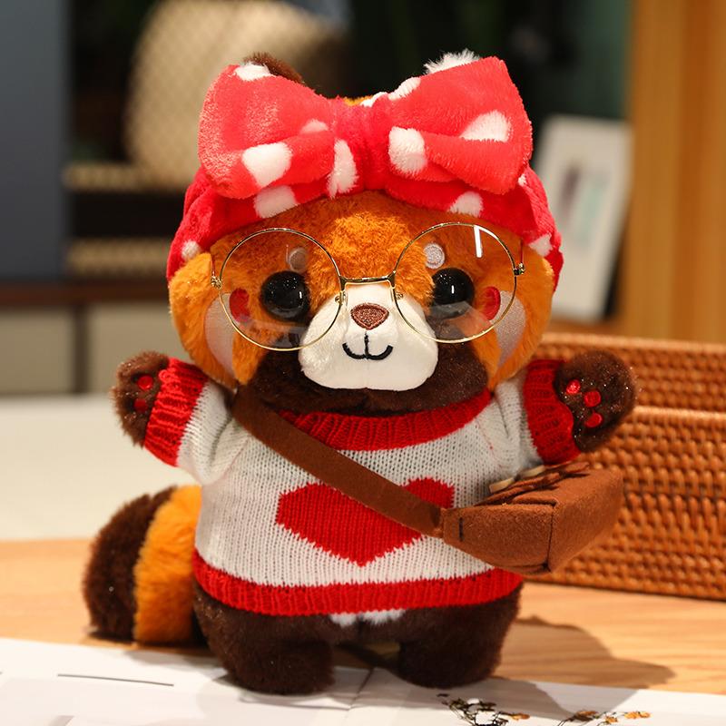 30cm Cute Raccoon Into Red Brown Red Panda Dress Up Plush Toy Plush Animal Soft Pillow Birthday Gift for Children
