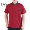 Waiter Garment Stand Collar Short Sleeve Double Breasted Patch Pocket Splicing Color Chef Top Uniform Women Men Service Bakery Breathable Shirt