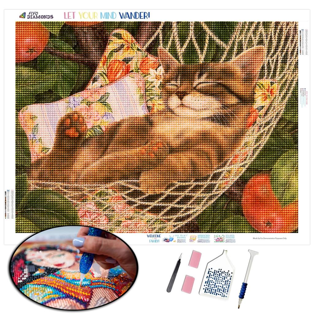 Diamond Painting Sleeping Cat Handmade Gift Full Circle Square Diamond Diamond Embroidery Animal Mosaic Rhinestone Home Decoration Picture