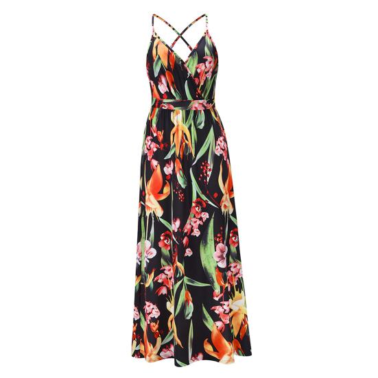 Женское платье Красочное Дышащее С цветочным принтом Регулируемые бретели Пляжное платье для вечеринки