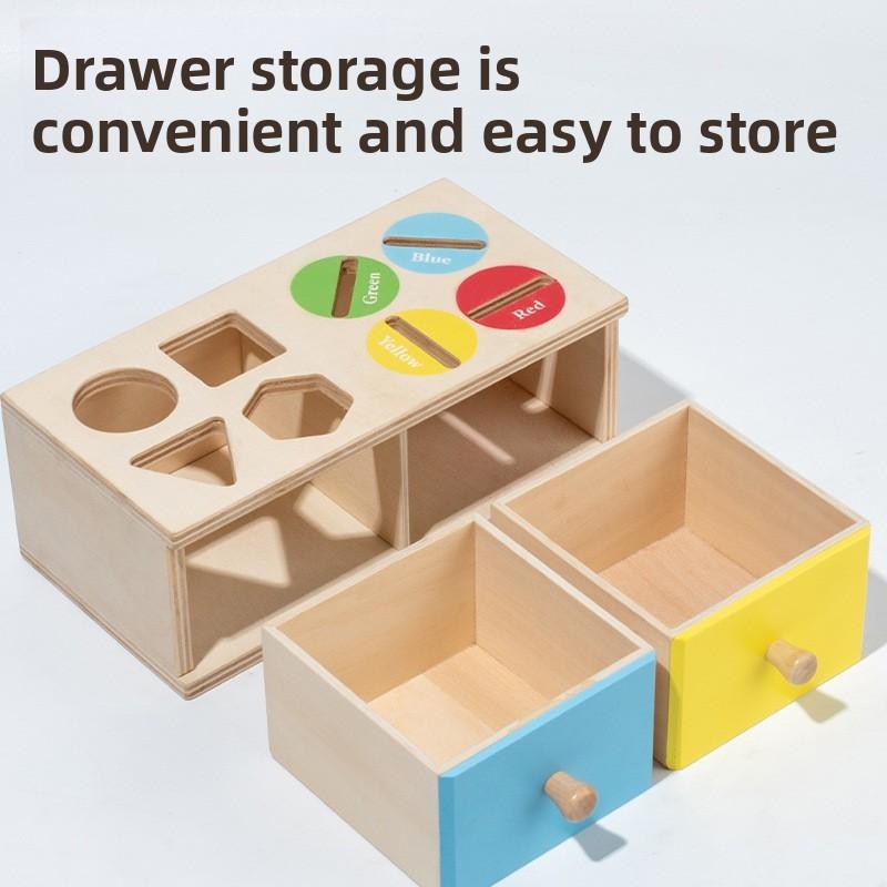 Geometric Kids Wooden Coin Box With Color Matching And Cognitive Toy Learning