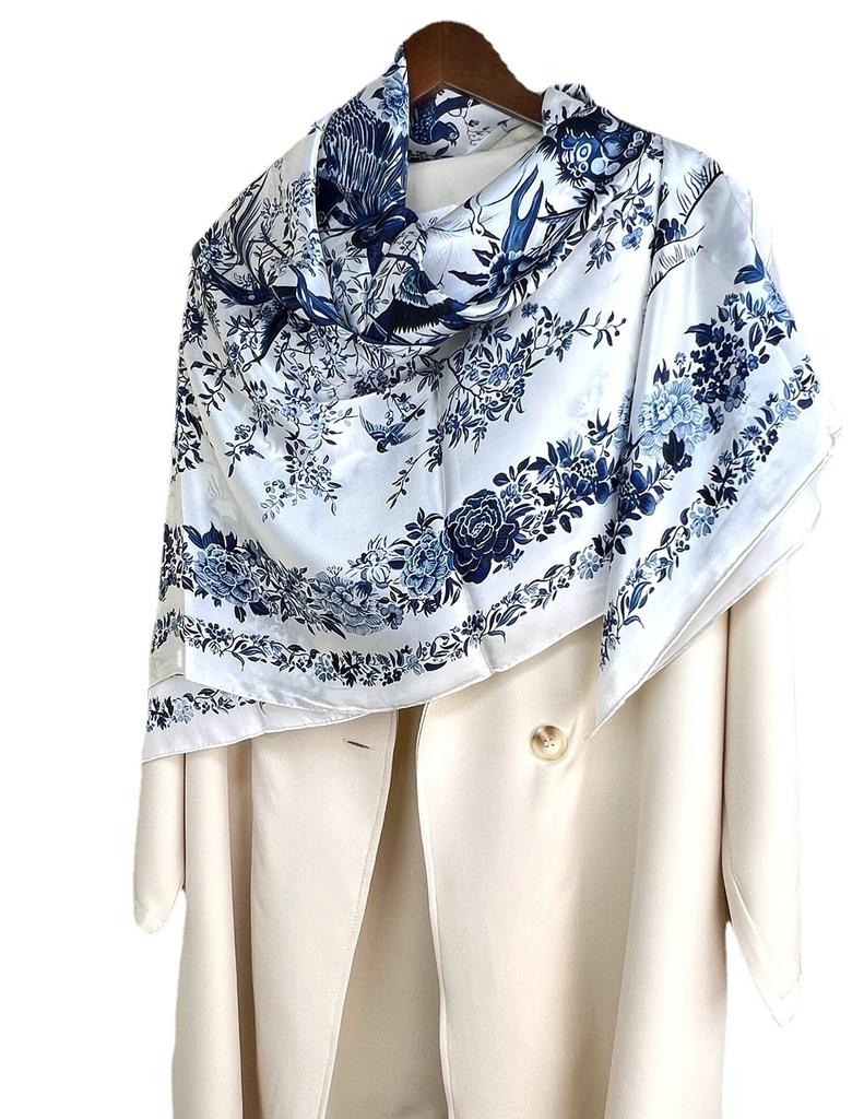 Winter Garden 110 Silk Crepe Satin Square Scarf Mulberry Silk Ladies Spring And Summer Sunscreen Silk Scarf Shawl