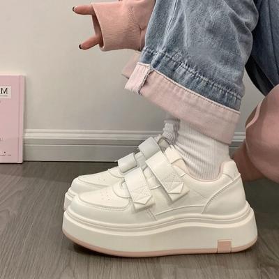 Женская обувь платформа белая обувь весна и лето паста новая универсальная волшебная повседневная обувь для скейтборда