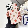Розовый чехол-бампер с рисунком клубники для iPhone 17 Air 15 16 14 13 12 Pro Max 11 Pro Max Plus