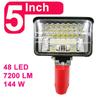 Wireless LED Work Light 5inch 48LED 7200LM 144W for Milwaukee M12 Li-ion Battery