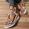 Fashion New Women Fashion Comfortable Outdoor Wedges Shoes Summer 2025 Flower Non Slip Platform Beach Low Heels Sandals Shoes for Women