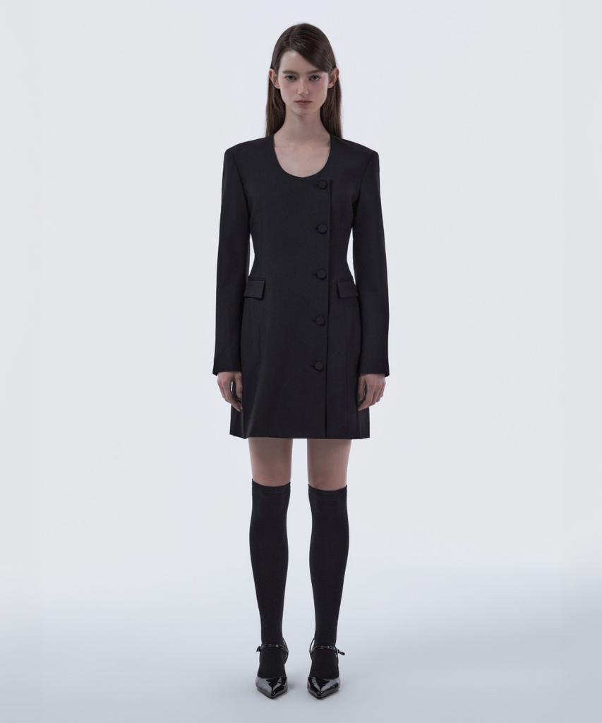 Mausolleum Jenn Round Neck Suit Jacket Dress - Black